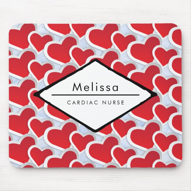 2 Rote Herzen Wiederholung Muster Niedlich Cadiac  Mousepad (Vorne)