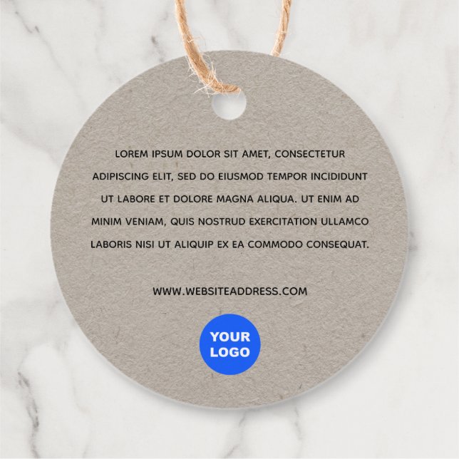 2" Round Kraft Add Logo mit Text Fav Geschenkanhänger (Rückseite)
