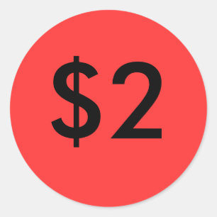 $2 RUNDER AUFKLEBER