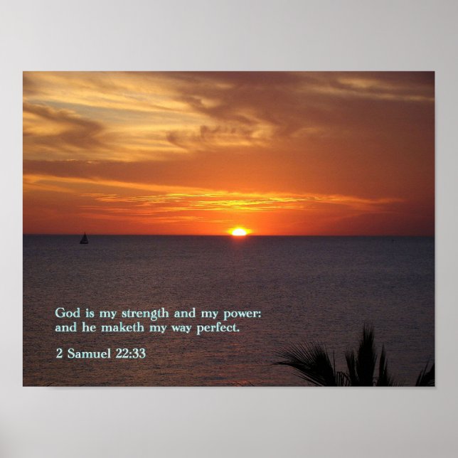 2 Samuel 22:33 Sonnenuntergang Poster (Vorne)