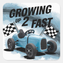 2 schnelle Geburtstagsparty wachsen Quadratischer Aufkleber