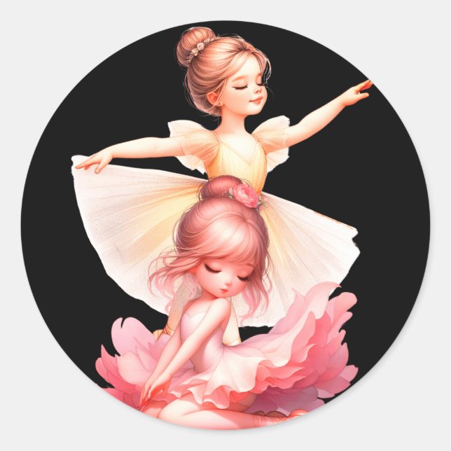 2 Schöne Ballerina Runder Aufkleber (Vorderseite)