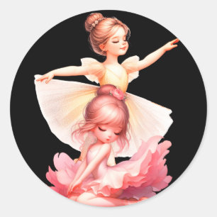 2 Schöne Ballerina Runder Aufkleber