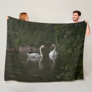2 Schwäne Fleecedecke