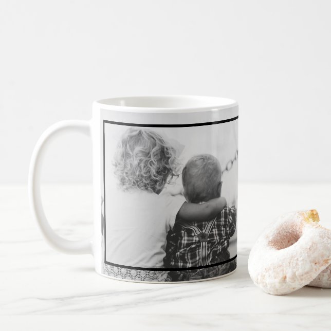 2 Schwarz-Weiß-Fotos Kaffeetasse (Mit Donut)