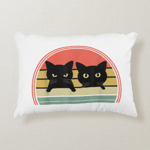 2 Schwarze Katzen Peeking Vintage Retro Katze Lieb Dekokissen