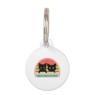 2 Schwarze Katzen Peeking Vintage Retro Katze Lieb Haustiermarke