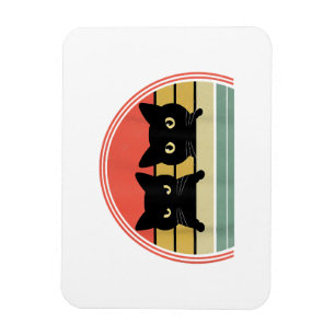 2 Schwarze Katzen Peeking Vintage Retro Katze Lieb Magnet