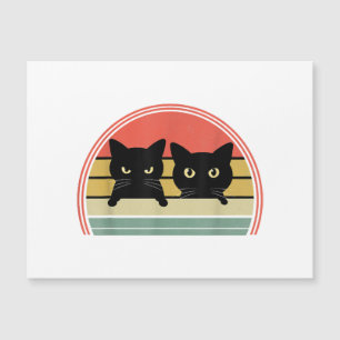 2 Schwarze Katzen Peeking Vintage Retro Katze Lieb Magnetkarte