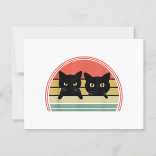 2 Schwarze Katzen Peeking Vintage Retro Katze Lieb Postkarte