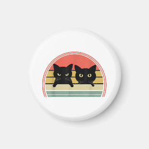 2 schwarze Katzen spähen Vintage Retro Katze Tierl Magnet