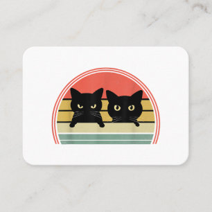 2 schwarze Katzen spähen Vintage Retro Katze Tierl Visitenkarte