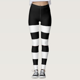 2 schwarze und weiße Streifen für Frauen Leggings