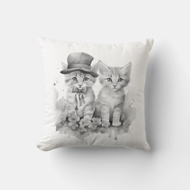 2 Schwarzweißkätzchen Kissen (Vorderseite)