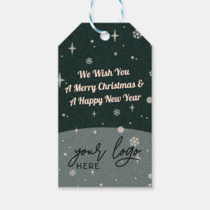 2 Seiten Business-Logo und QR-Code Grün Weihnachte Geschenkanhänger