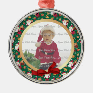 2 Seiten - Das Weihnachtsjungbaby-Foto Silbernes Ornament