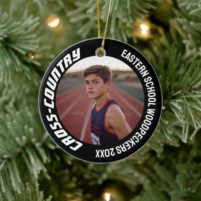 2-seitig anpassbares Cross-Country-Foto für Sport Keramik Ornament (Baum)