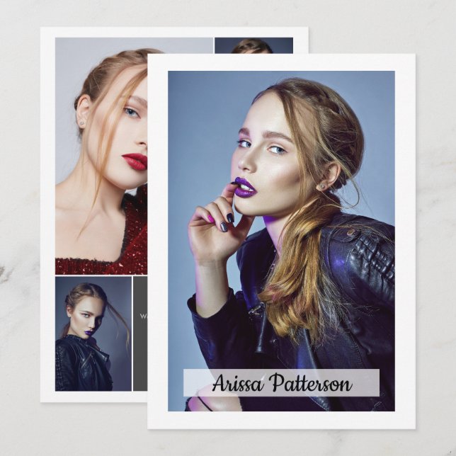 2-seitige 5-Foto-Modell-12x18-Comp/Zed-Karte Einladung (Vorne/Hinten)