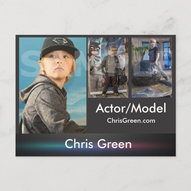 2-seitige Actor & Model Headshot Comp Postkarte (Vorderseite)