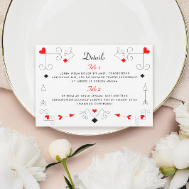 2-seitige Details zu Vegas Cupid's Hearts and Diam RSVP Karte