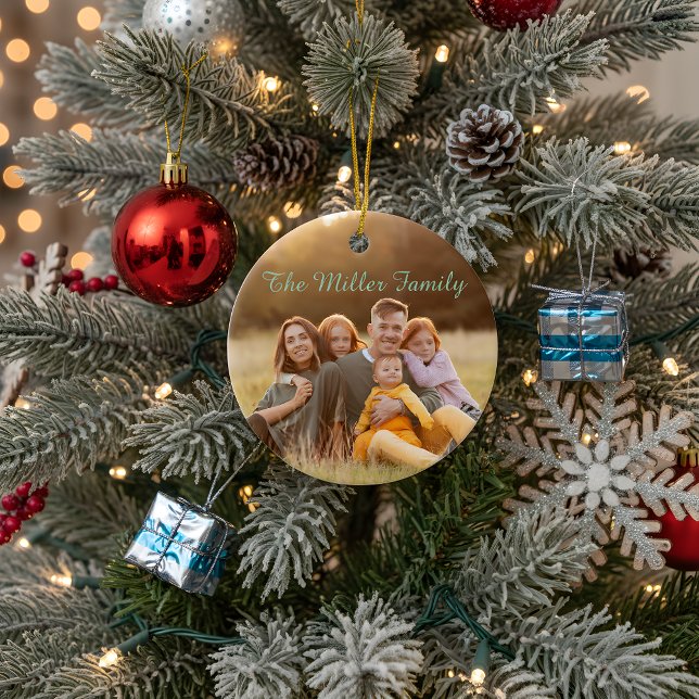 2-seitige elegante Schrift-Overlay-Doppel-Foto Keramik Ornament (Von Creator hochgeladen)