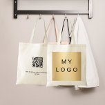 2-seitige Firmenlogos qr Tragetasche<br><div class="desc">Personalisieren und hinzufügen Sie Ihr Unternehmen,  Firmenlogo,  Back: Ihr eigener qr Code auf Ihrer Website oder Social Media-Konto. Schwarzer Text.</div>
