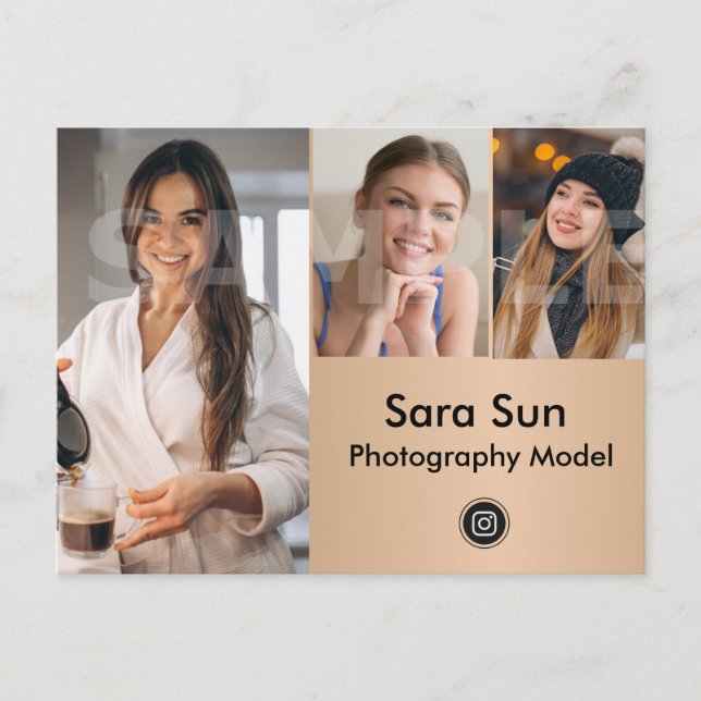 2-seitige Headshot-Schauspieler und Modell-Comp Postkarte (Vorderseite)