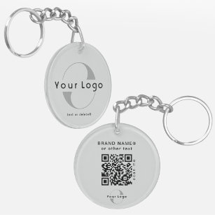 2-seitige Logos und QR-Code für Graue Unternehmen Schlüsselanhänger