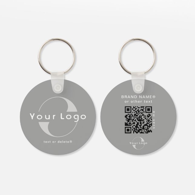 2-seitige Logos und QR-Code für Graue Unternehmen  Schlüsselanhänger (Von Creator hochgeladen)