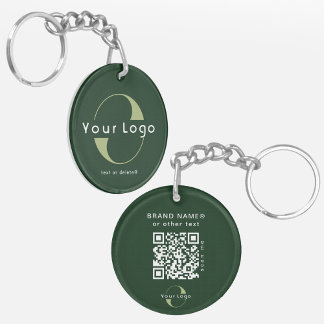 2-seitige Logos und QR-Code für Grüne Unternehmen Schlüsselanhänger