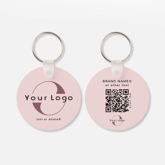 2-seitige Logos und QR-Code - Rosa Unternehmen - U Schlüsselanhänger (Von Creator hochgeladen)