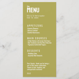 2-seitige MENU + GETRÄNKE Minimalistisch Bold Menükarte