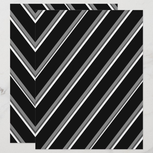 2-seitige S/W-Diagonalstreifen Scrapbook-Seite (Vorne/Hinten)