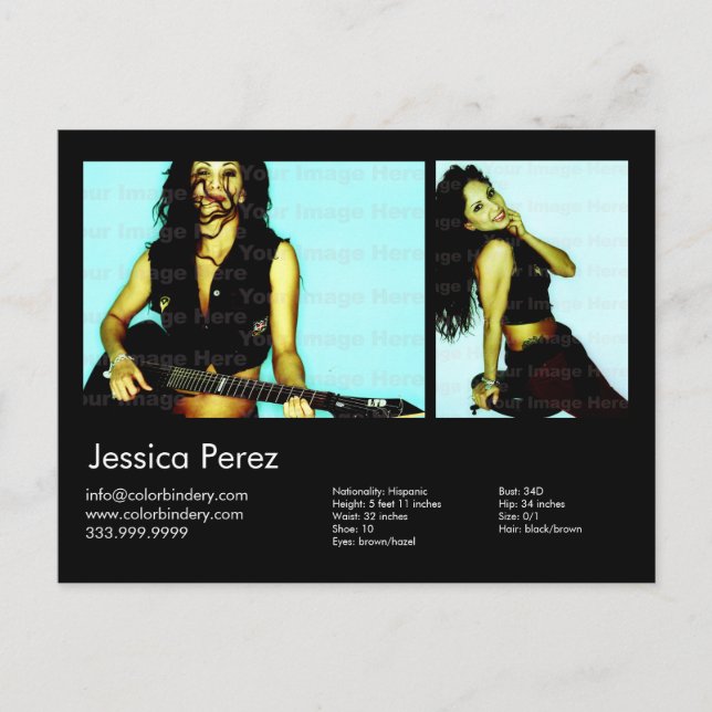 2-seitige Schauspieler und Modell 2 Shot Black Hea Postkarte (Vorderseite)