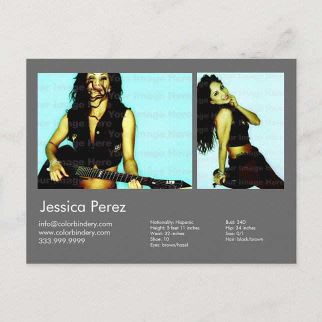 2-seitige Schauspieler und Modell 2 Shot Dunkelgra Postkarte (Vorderseite)