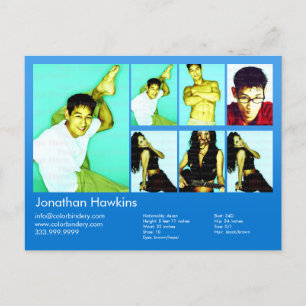 2-seitige Schauspieler und Modell Blue Headshot Co Postkarte