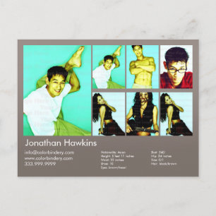 2-seitige Schauspieler und Modell Warm-Grau-Headsh Postkarte