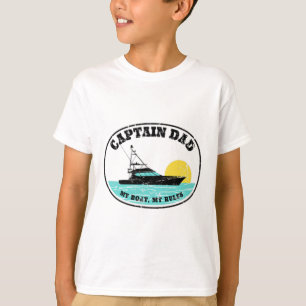 (2-seitiger Druck) Captain Dad Mein Boot Meine Reg T-Shirt
