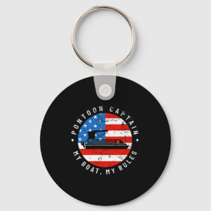 (2-seitiger Druck) Pontoon Captain US-Flagge 4. Ju Schlüsselanhänger