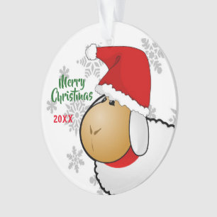 2-seitiger Weihnachtsmann-Schaf-Cartoon-Schmuck Ornament