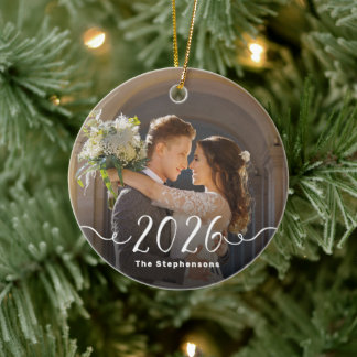2-seitiges 2026 Elegantes Schrift-Overlay Doppel-F Keramik Ornament