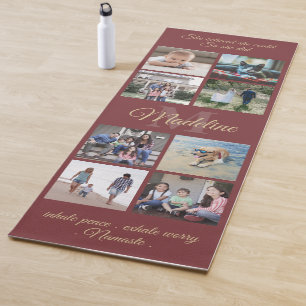 2-seitiges individuelles Mantra-Burgunder-Gold-Mon Yogamatte