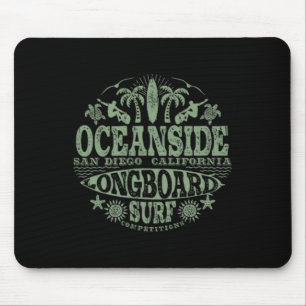 2-seitiges Vintage Oceanside Kalifornien Longboard Mousepad