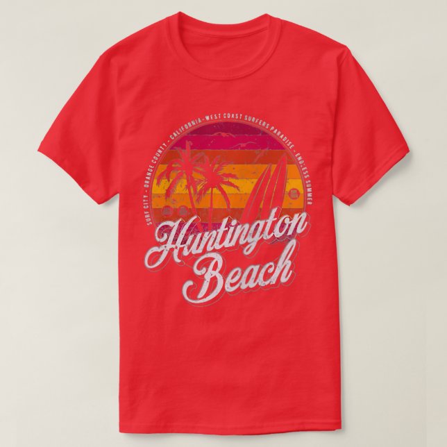 2 Side Huntington Beach Surf City California Vint T-Shirt (Design vorne)