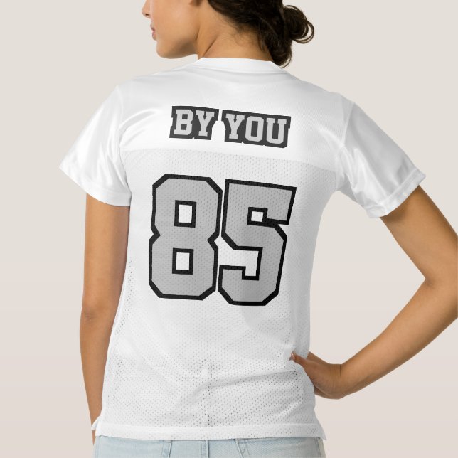 2 Side SILVER GRAY SCHWARZ-WEISS Womens Sport Jers Frauen Football Trikot (Rückseite)