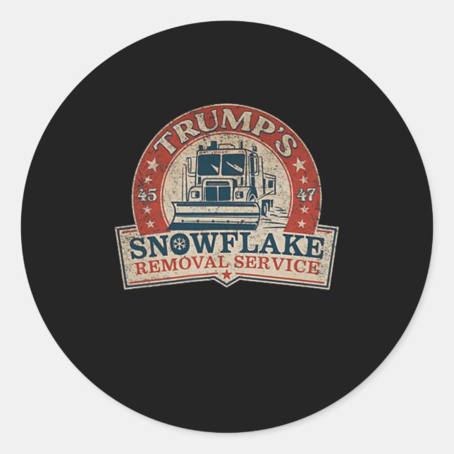 2 Side Trumps Snowflake Removal Service Funny Tru Runder Aufkleber (Vorderseite)
