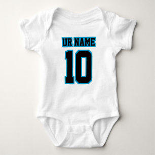 2 Side WHITE BLACK BLUE Bodysuit Football Jersey Baby Strampler