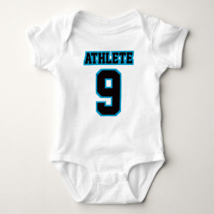 2 Side WHITE BLACK BLUE Romper Football Jersey Baby Strampler
