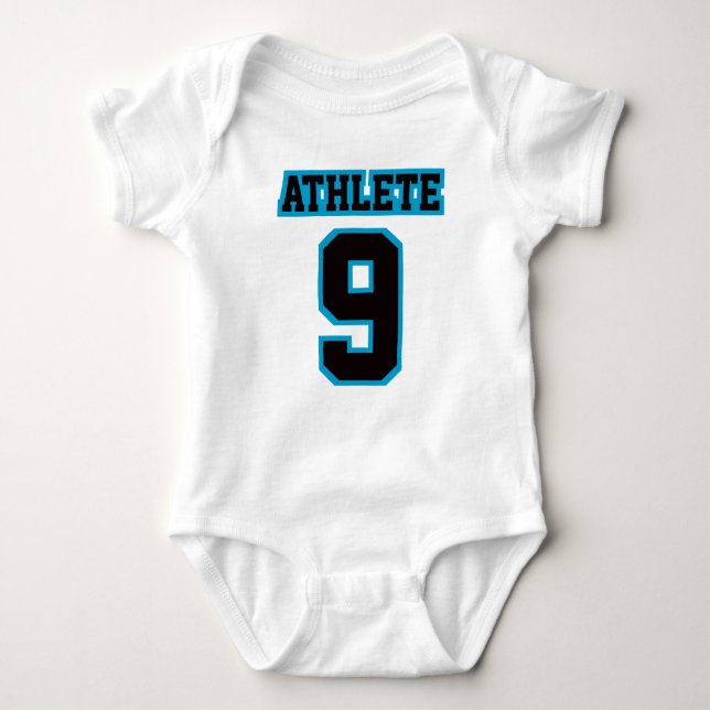 2 Side WHITE BLACK BLUE Romper Football Jersey Baby Strampler (Vorderseite)