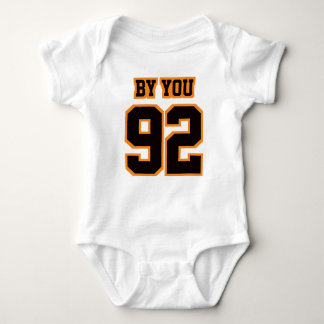 2 Side WHITE BLACK ORANGE Bodysuit Football Jersey Baby Strampler